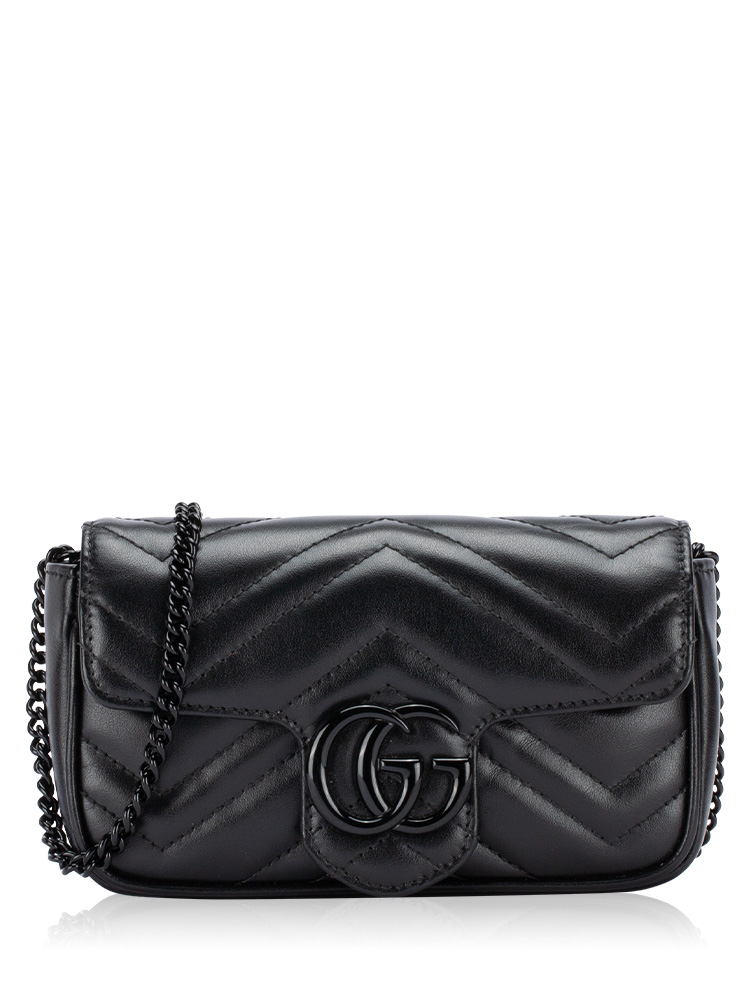 GG Marmont Matelasse Monochrome Super Mini Shoulder Bag Black