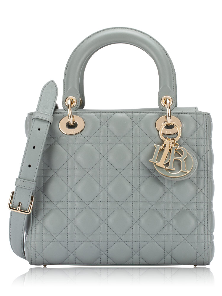 Lambskin Cannage Medium Lady Dior Grey