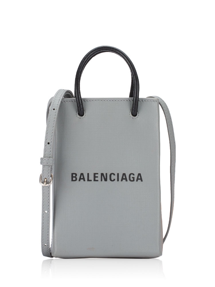 Calfskin Logo Phone Crossbody Grey