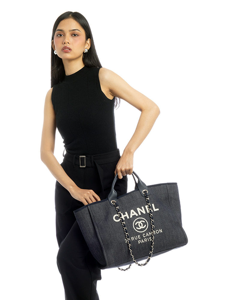 Denim Deauville Medium Tote Dark Blue