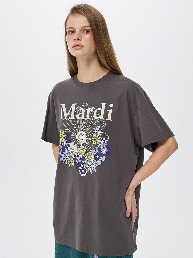 Flowermardi Jardin T-Shirt Charcoal Ivory