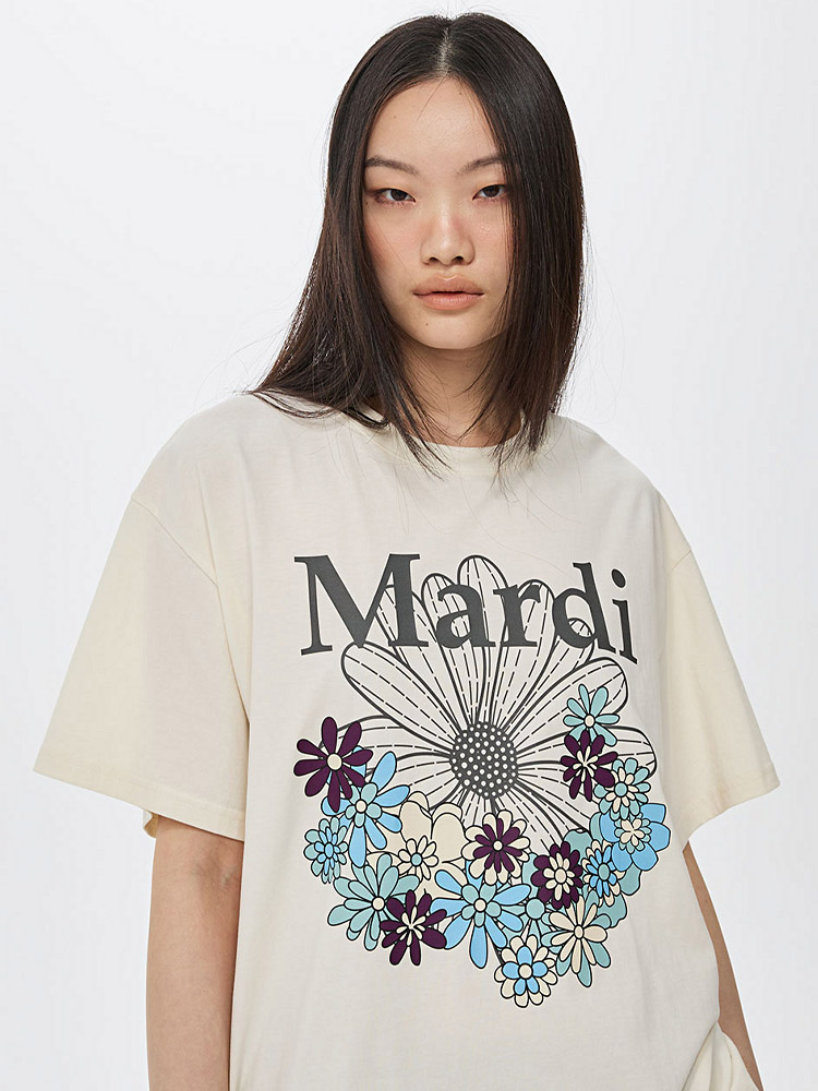 Flowermardi Jardin T-Shirt Cream Charcoal