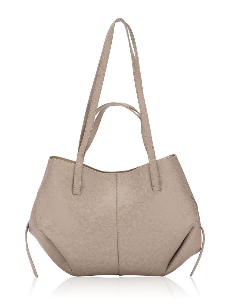 Textured Calfskin Cyme Mini Tote Taupe
