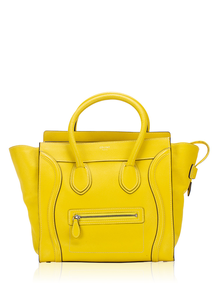 Drummed Calfskin Mini Luggage Citron