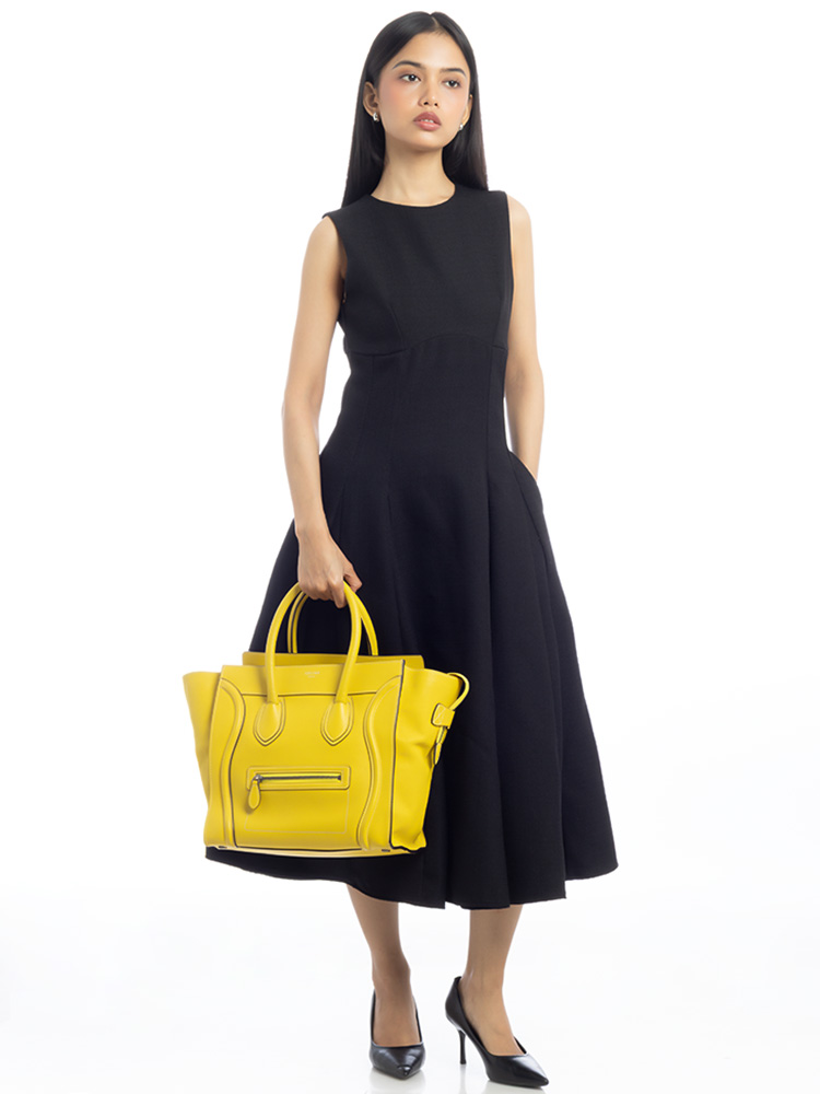 Drummed Calfskin Mini Luggage Citron
