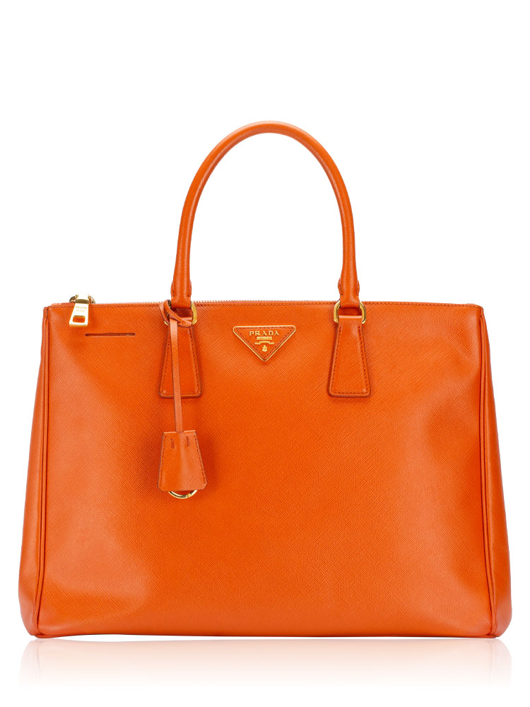 BN1786 Saffiano Lux Double Zip Tote Papaya