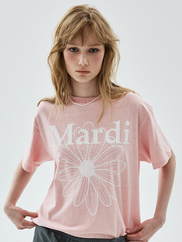 Flowermardi Pigment Washing T-Shirt Indipink White