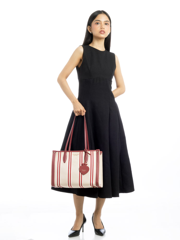 Market Stripe Canvas Medium Tote Red Multi