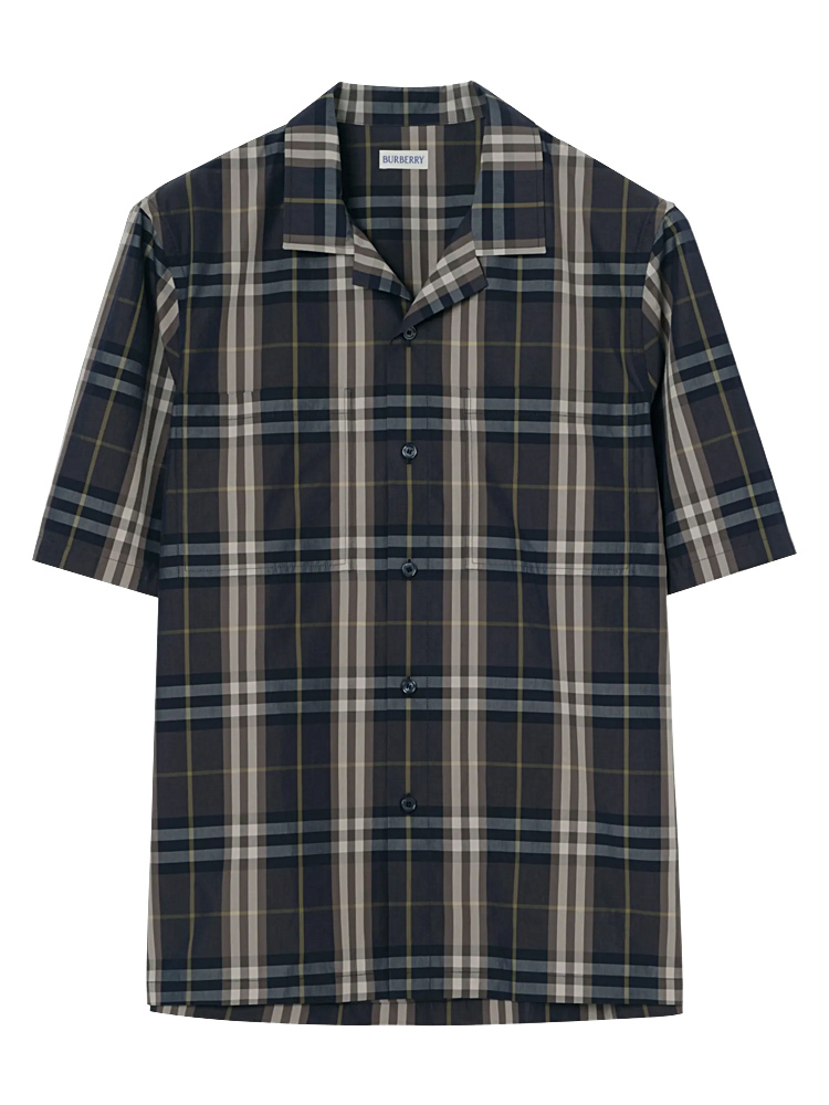 Men Checked Elio Short Sleeve Shirt Indigo Sz L