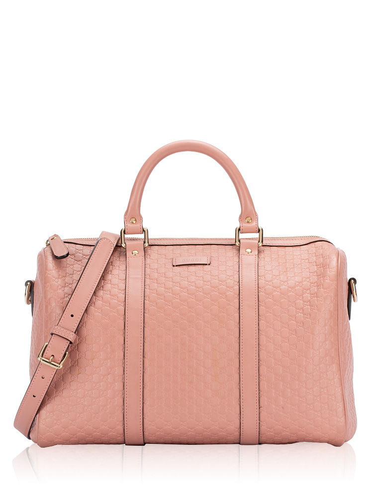Microguccissima Medium Boston Bag with Strap Pink