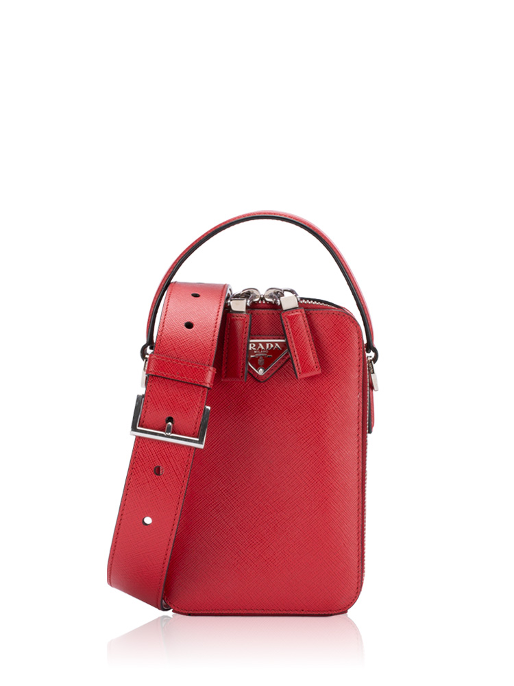 Saffiano Brique Vertical Crossbody Fiery Red