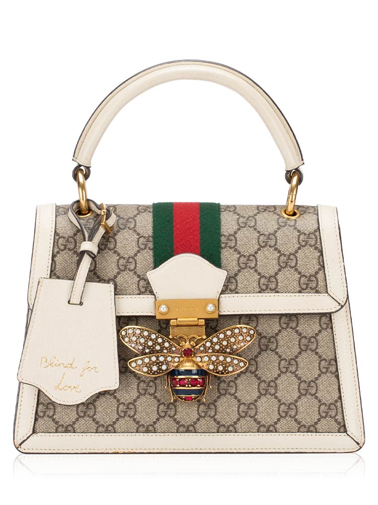 GG Supreme Queen Margaret Small Top Handle Bag White