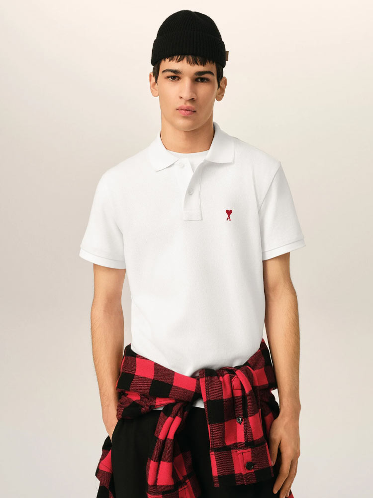 Red De Coeur Cotton Polo Shirt White Sz M