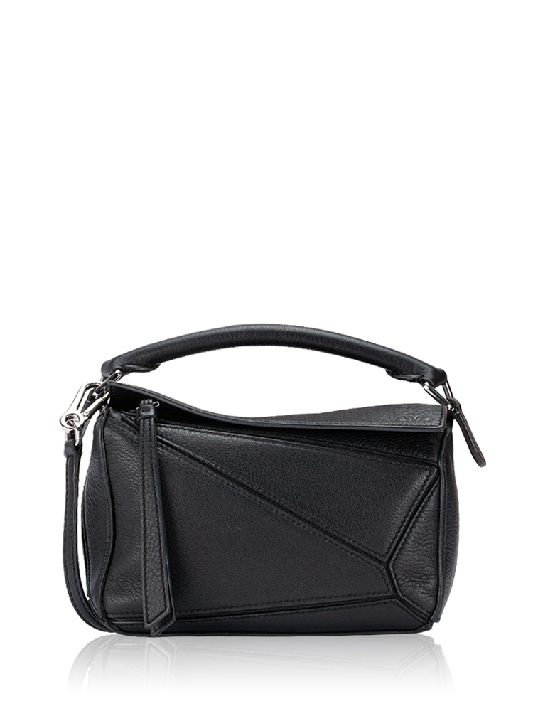 Grained Calfskin Mini Puzzle Bag Black