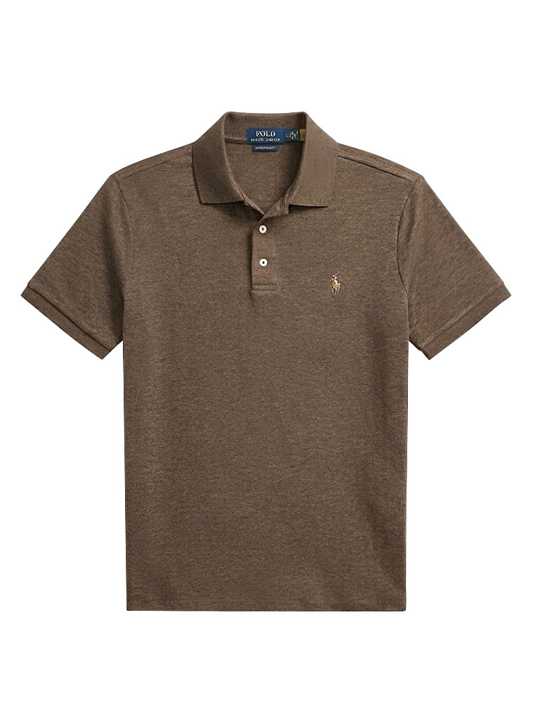 Slim Fit Soft Cotton Polo Shirt Cedar Heather Sz L