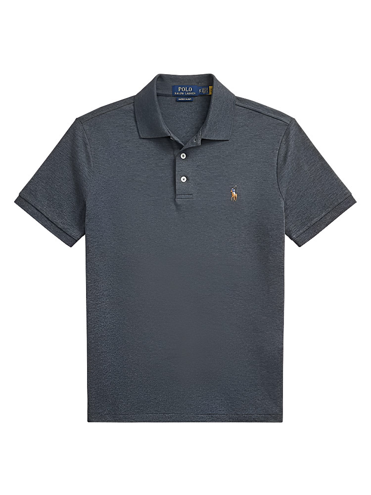 Slim Fit Soft Cotton Polo Shirt Heather Grey Sz XL