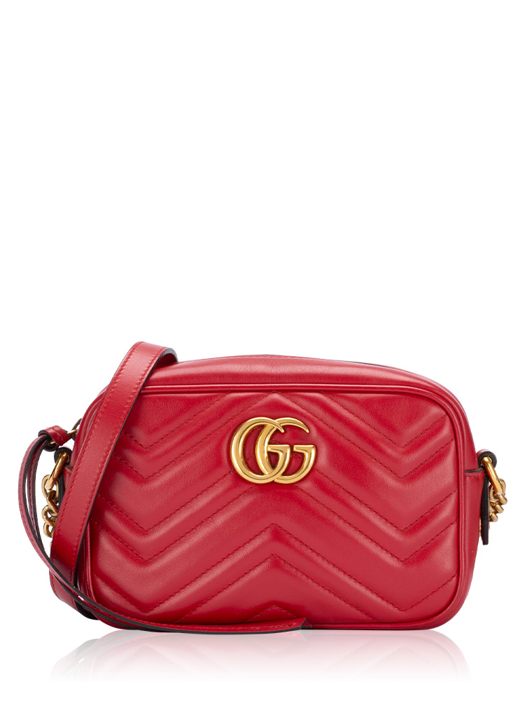 GG Marmont Matelasse Mini Camera Bag Hibiscus Red