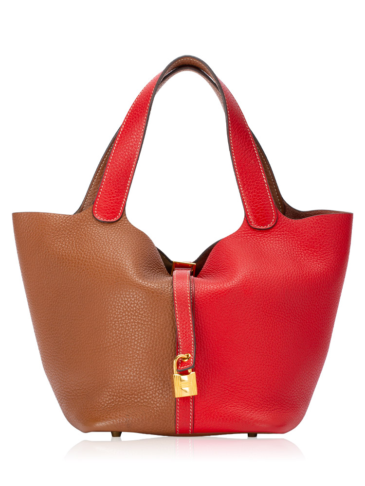 Taurillon Clemence Picotin Lock 22 MM Rouge De Coeur Gold