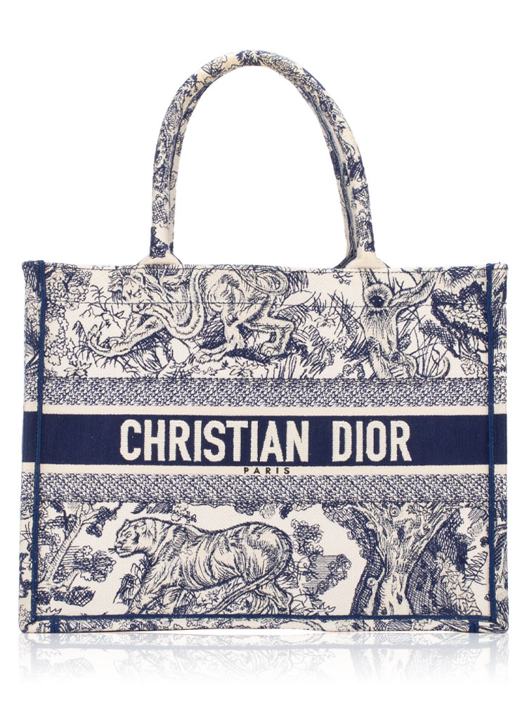 Toile De Jouy Medium Book Tote Ecru Blue