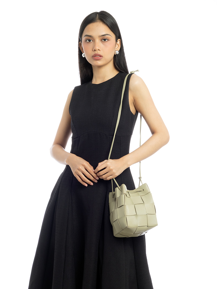 Nappa Maxi Intrecciato Cassette Mini Bucket Bag Travertine