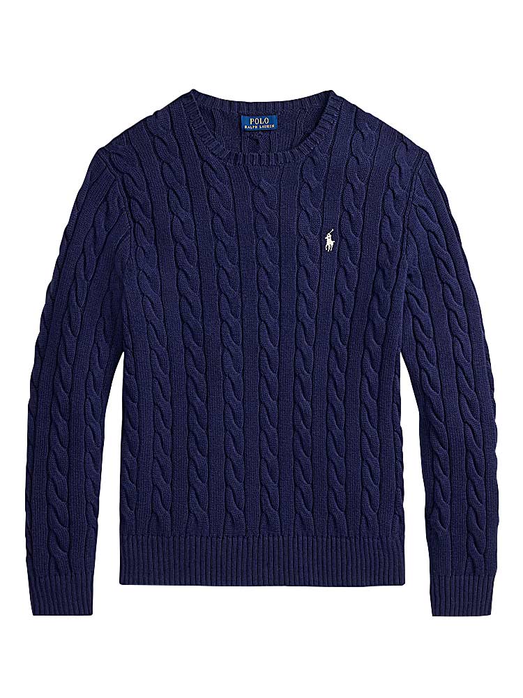 Polo Cable Knit Sweater Hunter Navy White Sz L