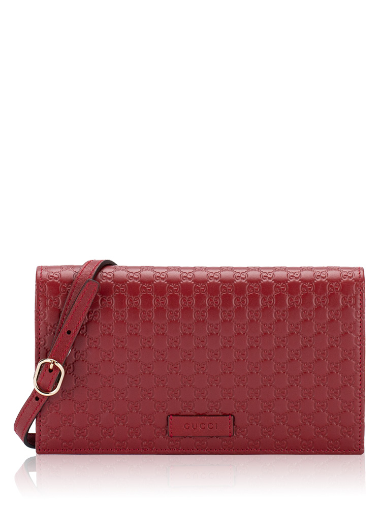Microguccissima Wallet on Strap Red