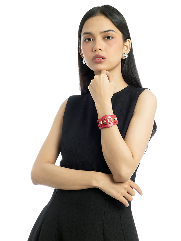 Giant Gold Cuff Bracelet Rouge Lipstick Sz S