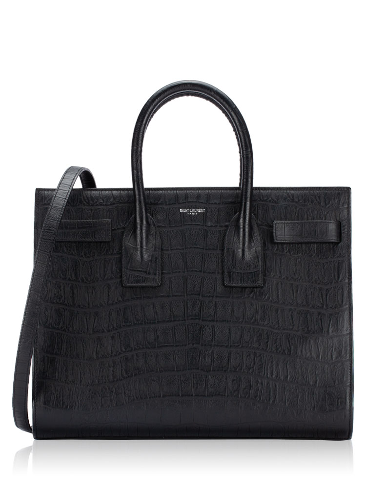 Croco Embossed Small Sac De Jour Black