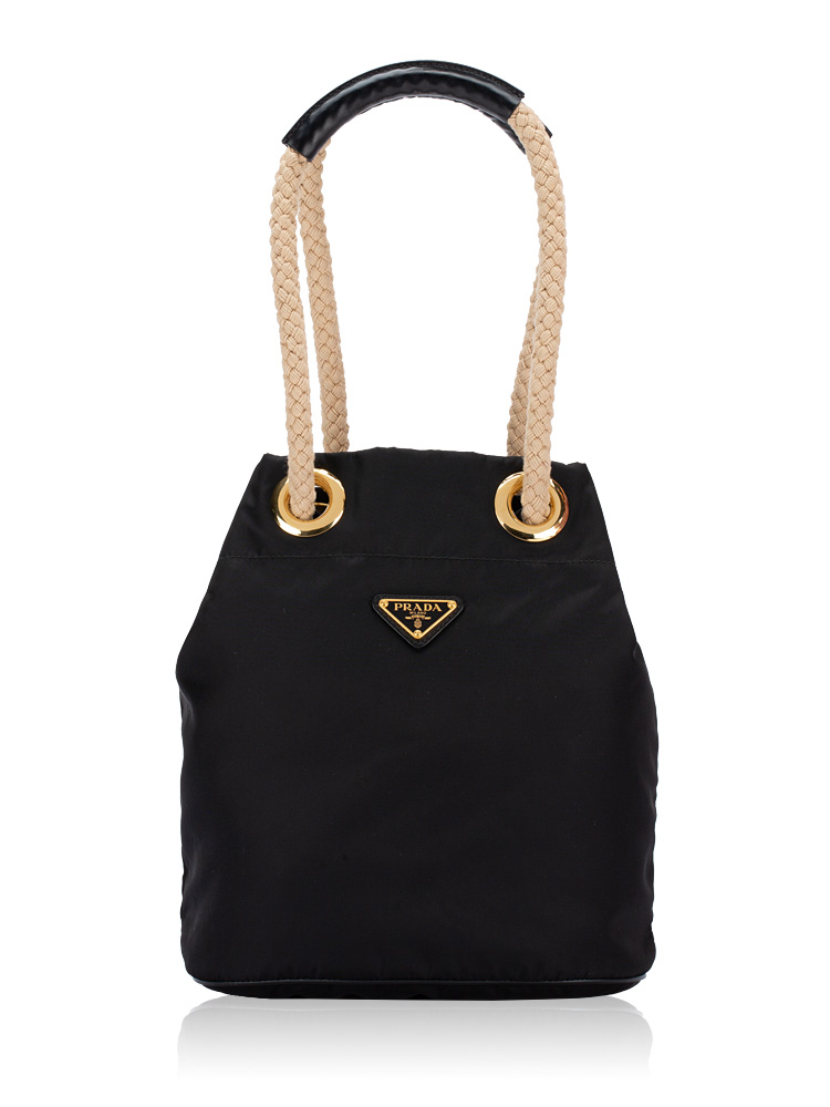 Re-Nylon Triangle Mariner Small Bucket Bag Black