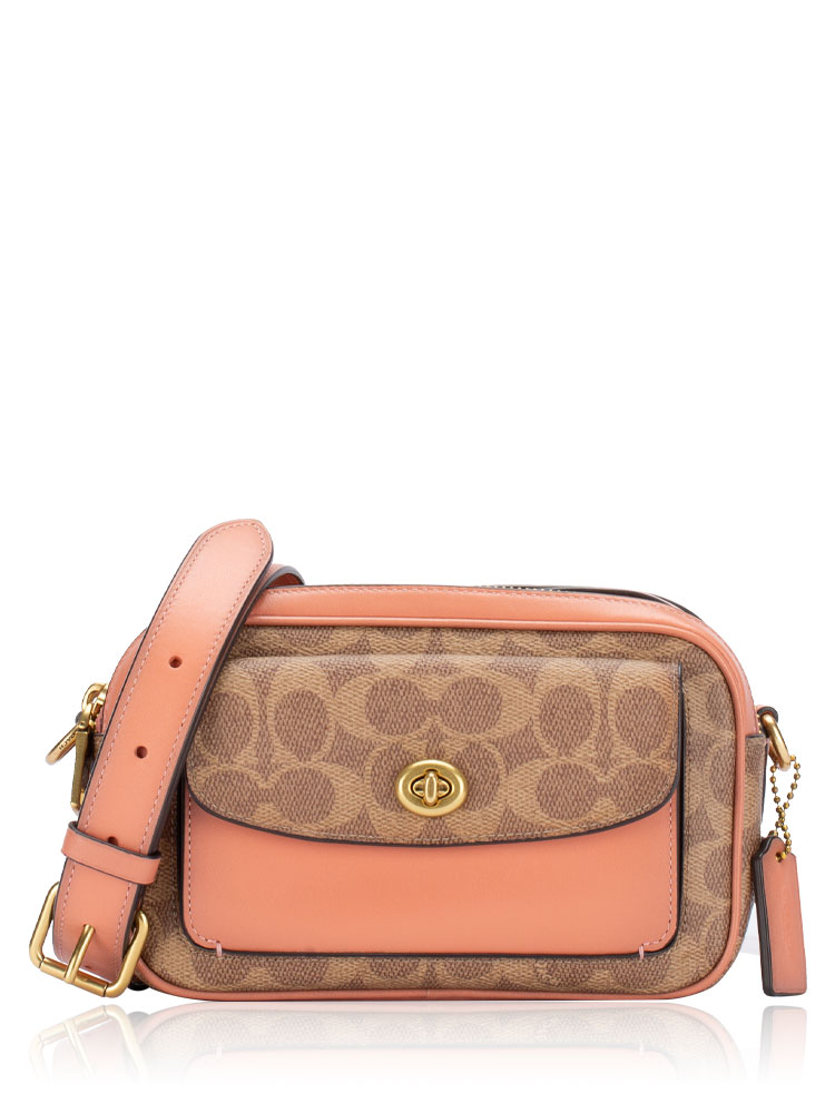 C0694 Signature Willow Camera Bag Khaki Light Pink