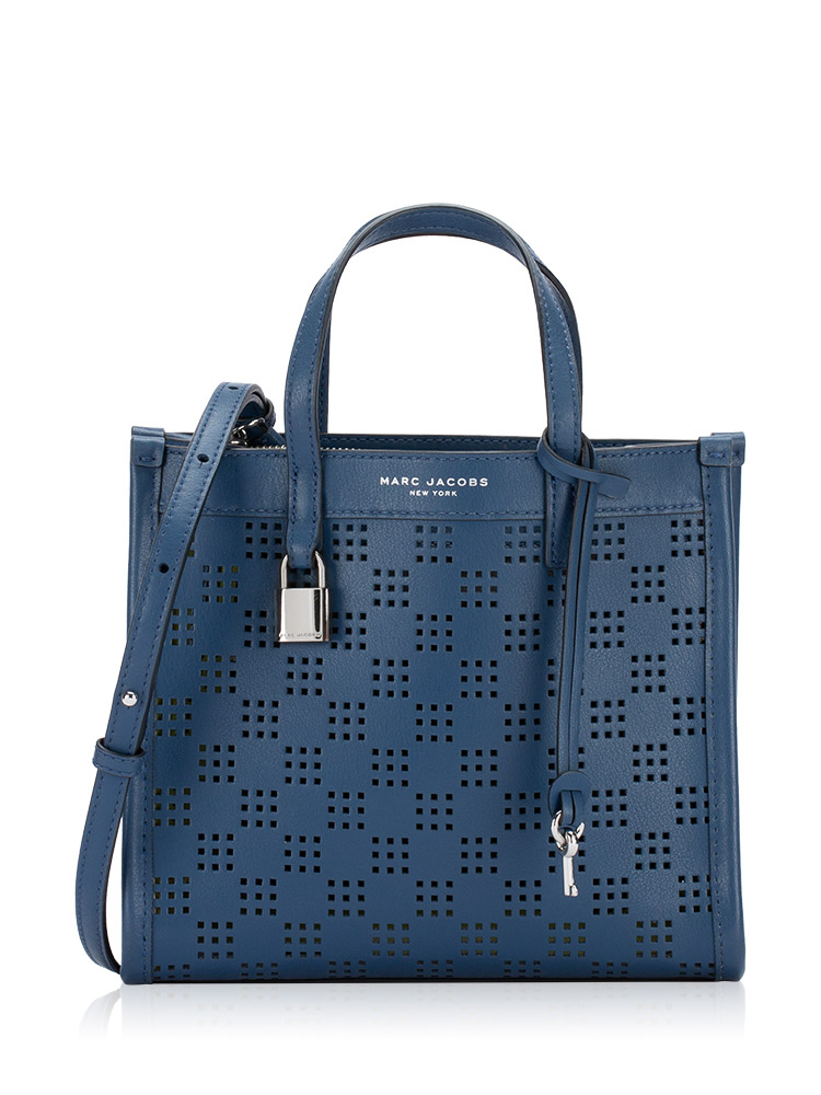 Perforated Leather Grind Mini Tote Blue Sea