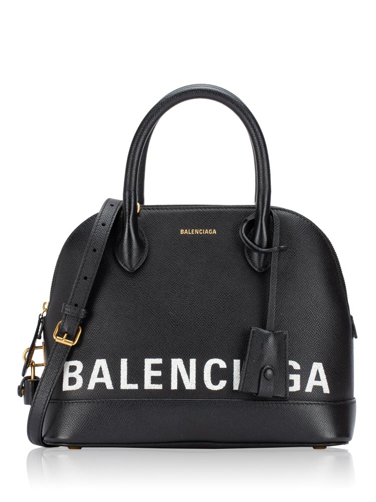 Grained Calfskin Ville Small Top Handle Bag Black