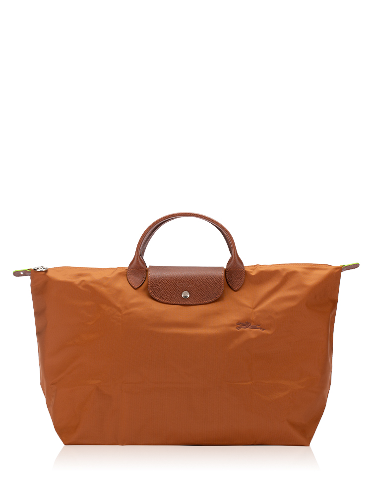Le Pliage Green Large Travel Bag Cognac