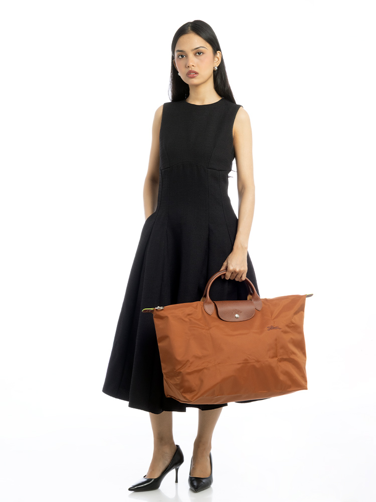 Le Pliage Green Large Travel Bag Cognac
