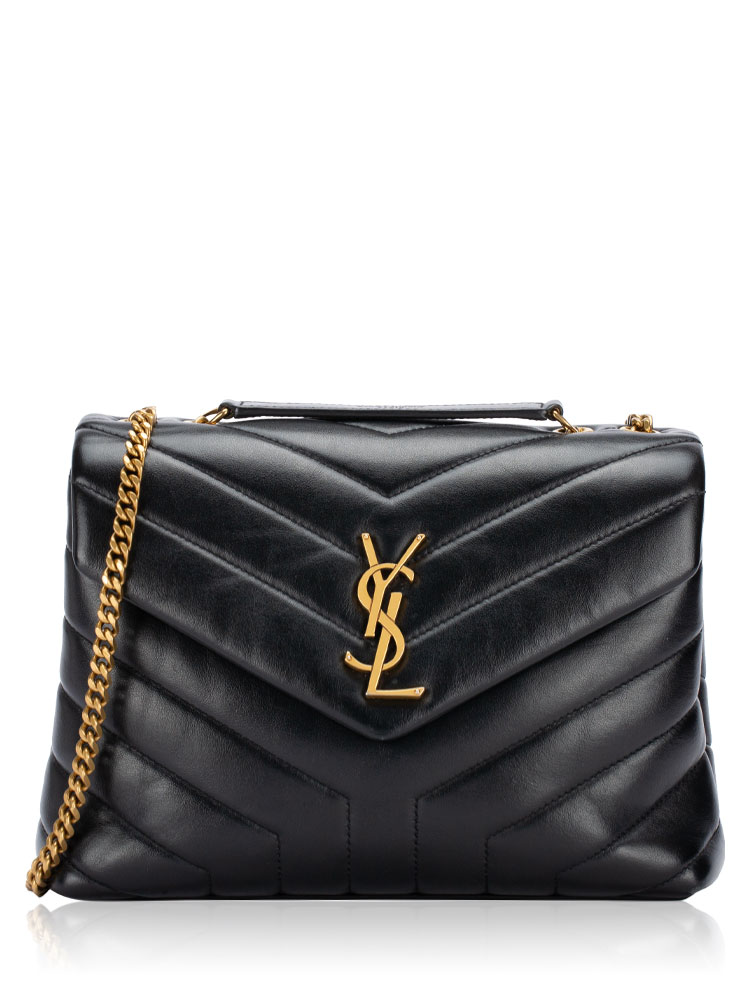 Calfskin Y Monogram Loulou Small Shoulder Bag Black