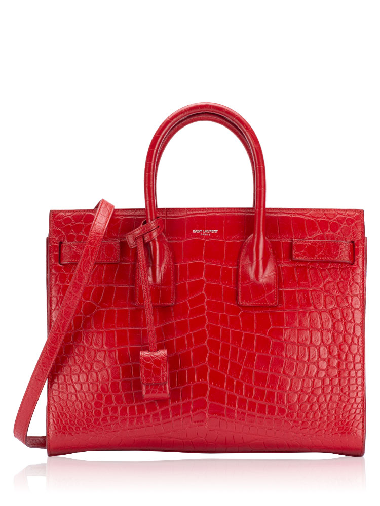 Crocodile Embossed Small Sac De Jour Red