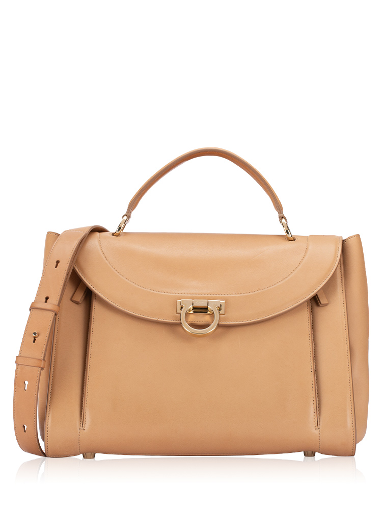 Nappa Sofia Rainbow Medium Satchel Camel