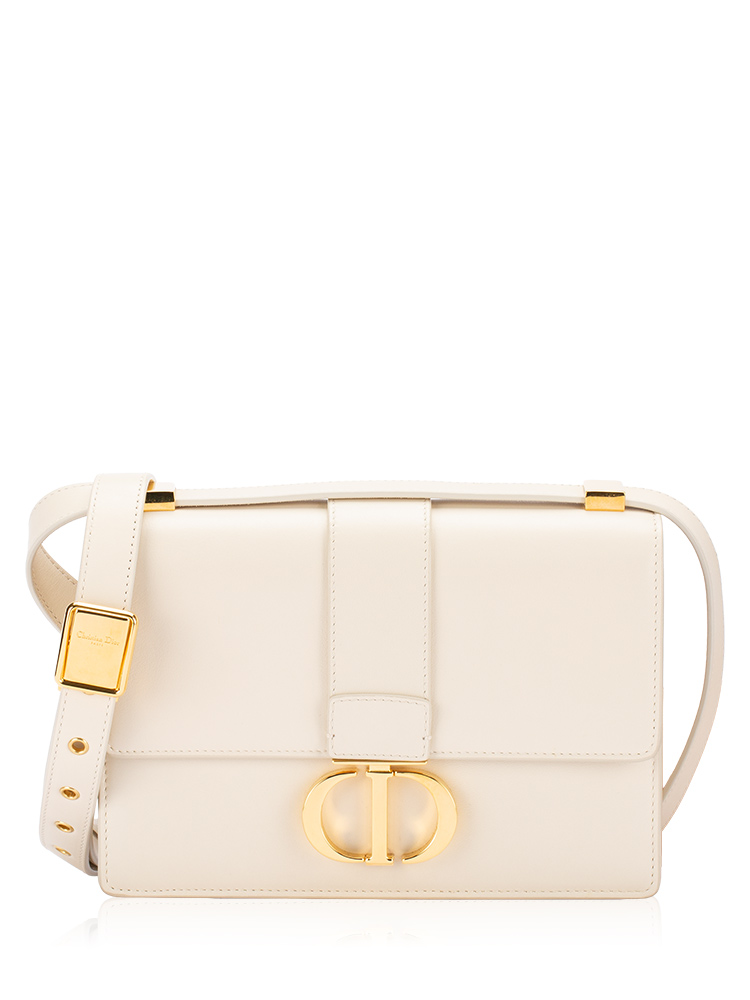 Smooth Calfskin 30 Montaigne Small Flap Bag Dusty Ivory