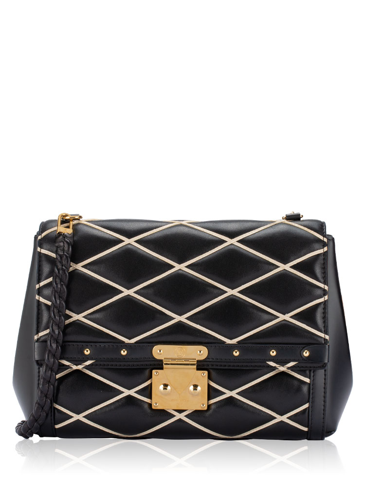 Lambskin Malletage Pochette Flap Bag Black