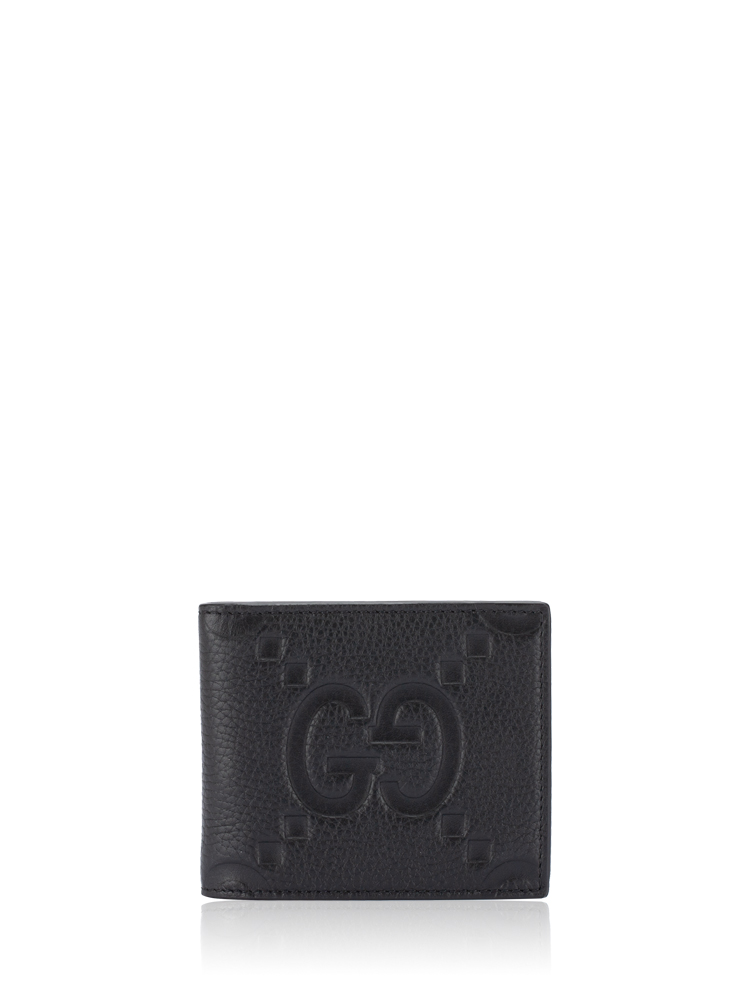 Calfskin Jumbo GG Embossed Bi-fold Wallet Black