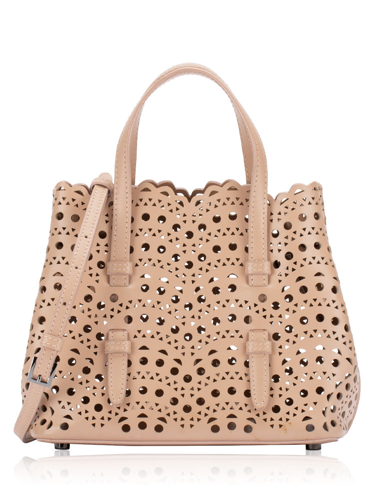 Lux Calfskin Vienne Wave Mina 20 Tote Sable