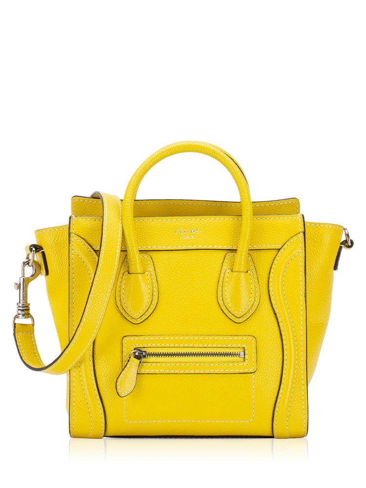 Drummed Calfskin Nano Luggage Yellow