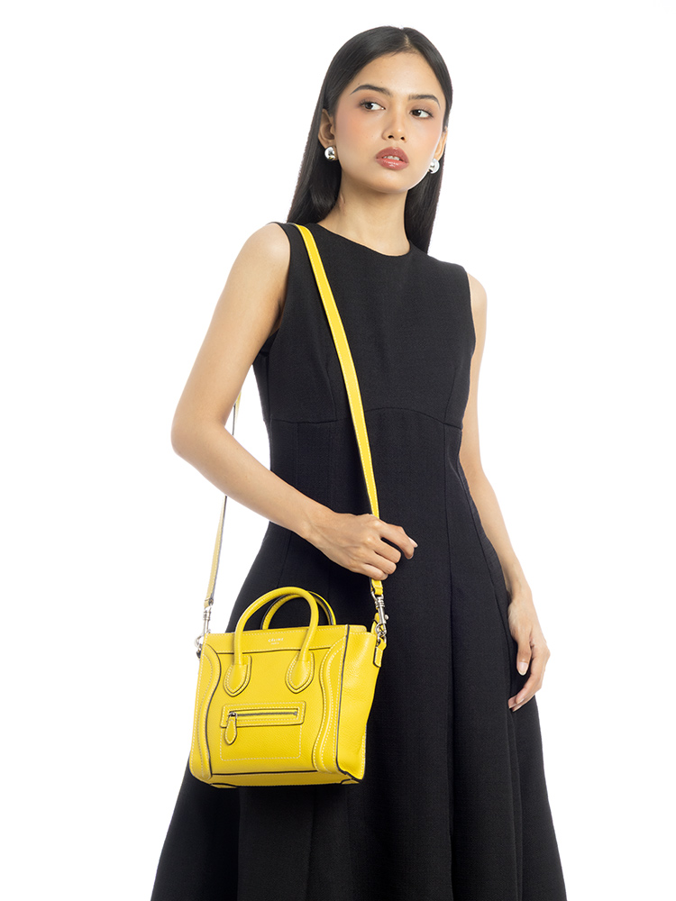 Drummed Calfskin Nano Luggage Yellow
