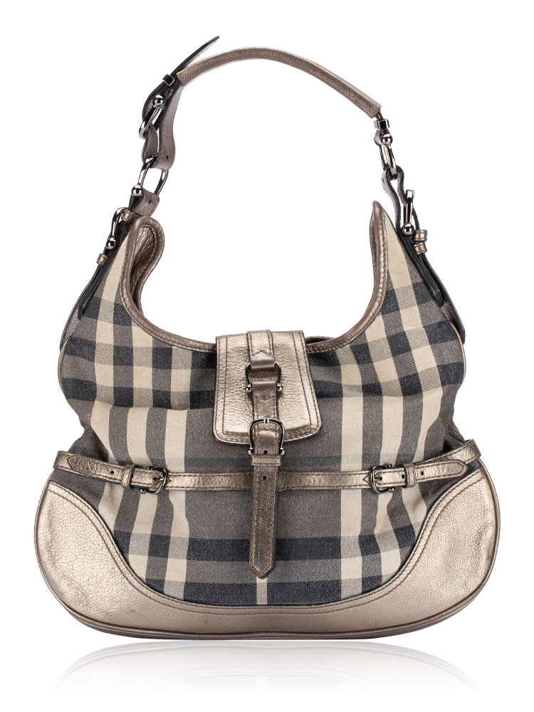 Canvas Smoke Check Shimmer Brooke Hobo Grey