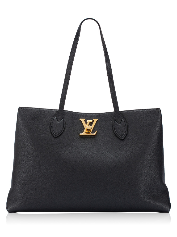 Grained Calfskin Lockme Shopper Noir