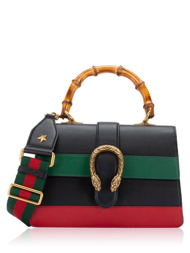 Bamboo Web Dionysus Medium Top Handle Bag Black