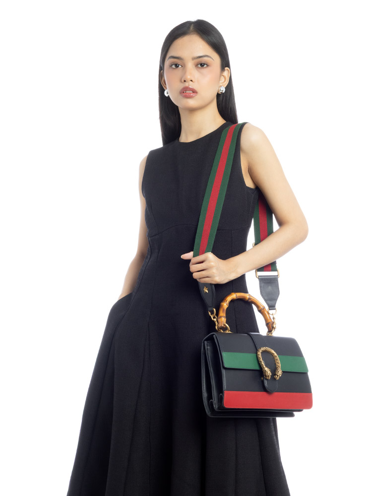 Bamboo Web Dionysus Medium Top Handle Bag Black