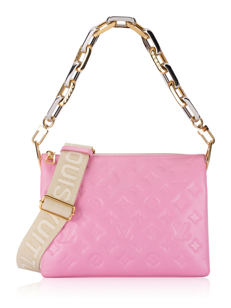 Lambskin Embossed Monogram Coussin PM Rose Bonbon
