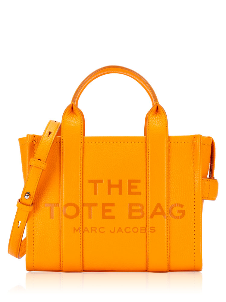 The Leather Small Tote Tangerine