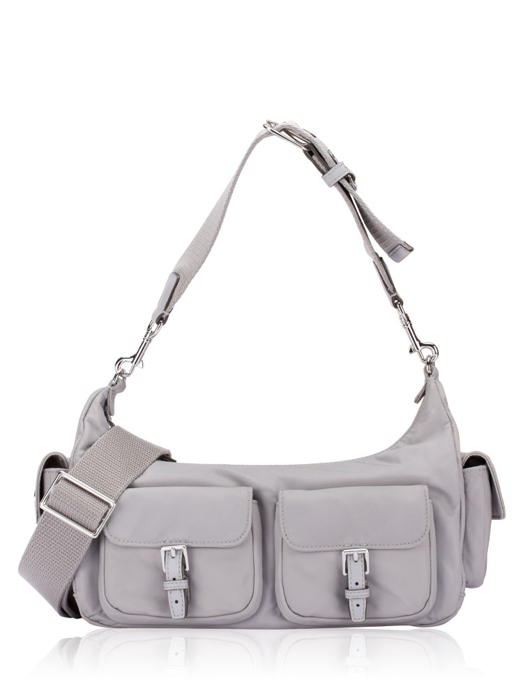Nylon Convertible Shoulder Bag Bay Gray